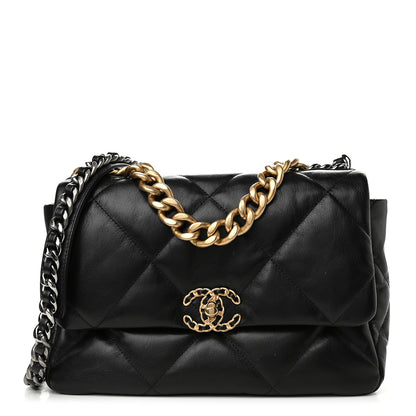 Chanel Goatskin Quilted Large Chanel 19 Flap Black 1 of 11