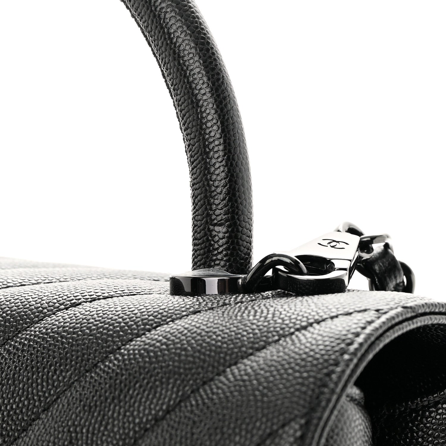 Chanel Caviar Chevron Quilted Small Coco Handle Flap So Black 12 of 12