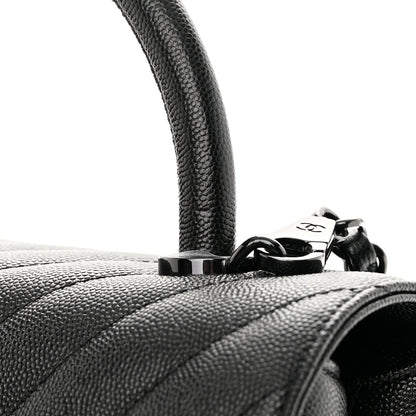 Chanel Caviar Chevron Quilted Small Coco Handle Flap So Black 12 of 12