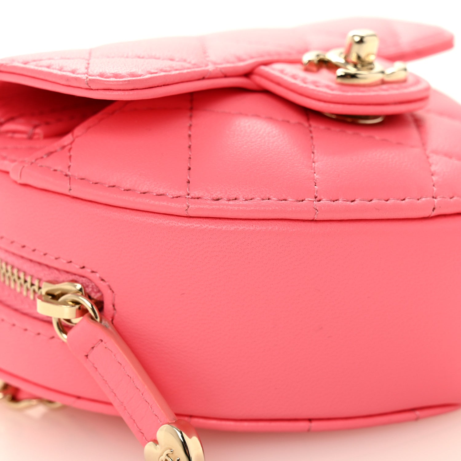 Chanel Lambskin Quilted CC In Love Heart Waist Belt Bag With Chain Pink 9 of 11