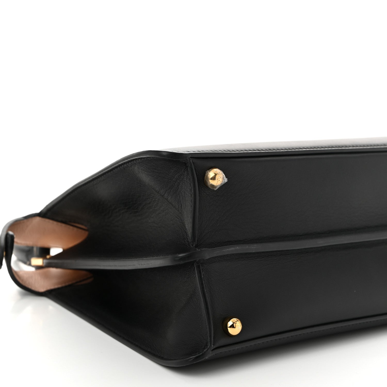 Fendi Vitello Seta Shiny Nappa Medium Peekaboo I SEE U Satchel Black Light Rose 8 of 9