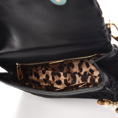 Dolce & Gabbana Calfskin Medium Embroidered Laser Cut Miss Sicily Satchel Black 5 of 10