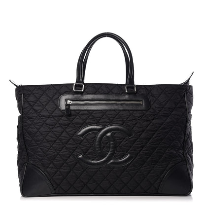 Chanel Nylon Quilted Calfskin Large CC Tote Bag Black 1 of 14