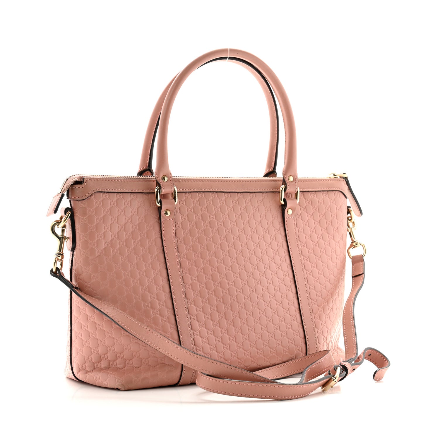Soft Microguccissima Small Zippered Satchel Soft Pink
