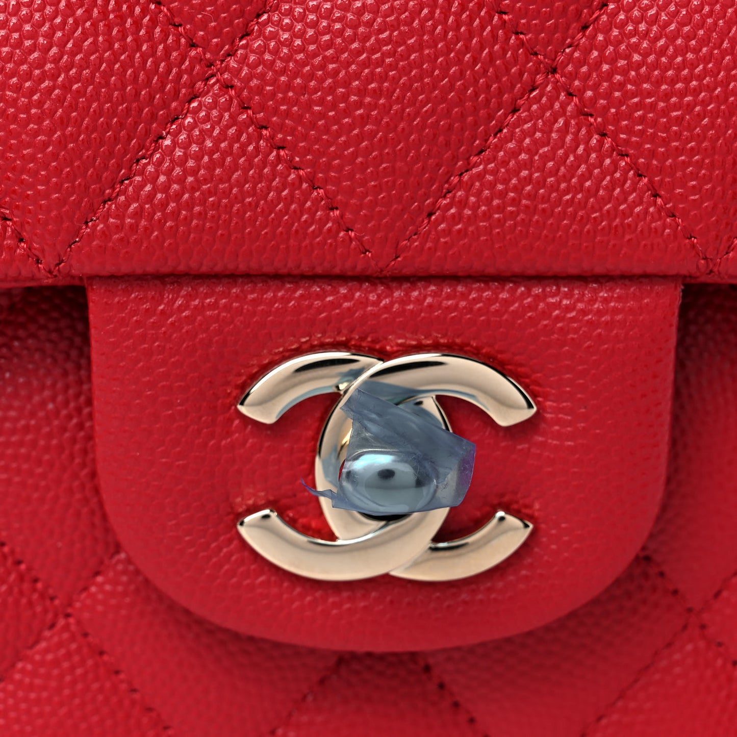 Caviar Quilted Small Double Flap Red