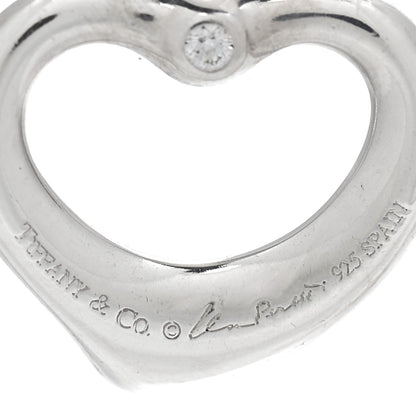 Tiffany Sterling Silver Diamond Small Elsa Peretti Open Heart Charm 4 of 4