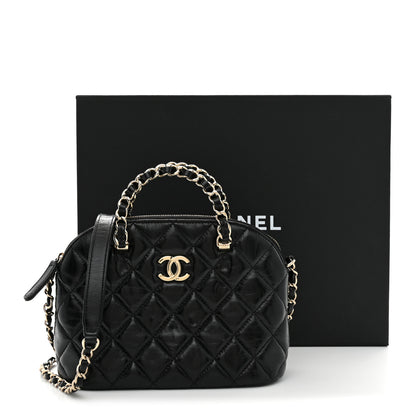 Chanel Shiny Lambskin Quilted Shiny Coco Clutch With Chain Black 11 of 11