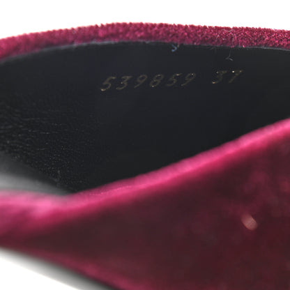 Balenciaga Stretch Velvet Pointed Toe BB 40mm Mules 37 Rouge Prune 8 of 9