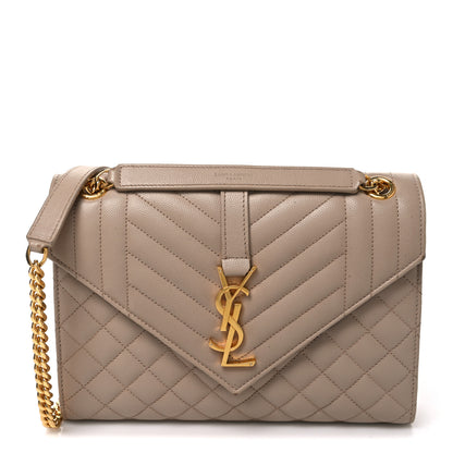 Saint Laurent Grain De Poudre Textured Mixed Matelasse Medium Triquilt Monogram Satchel Dark Beige 1 of 11