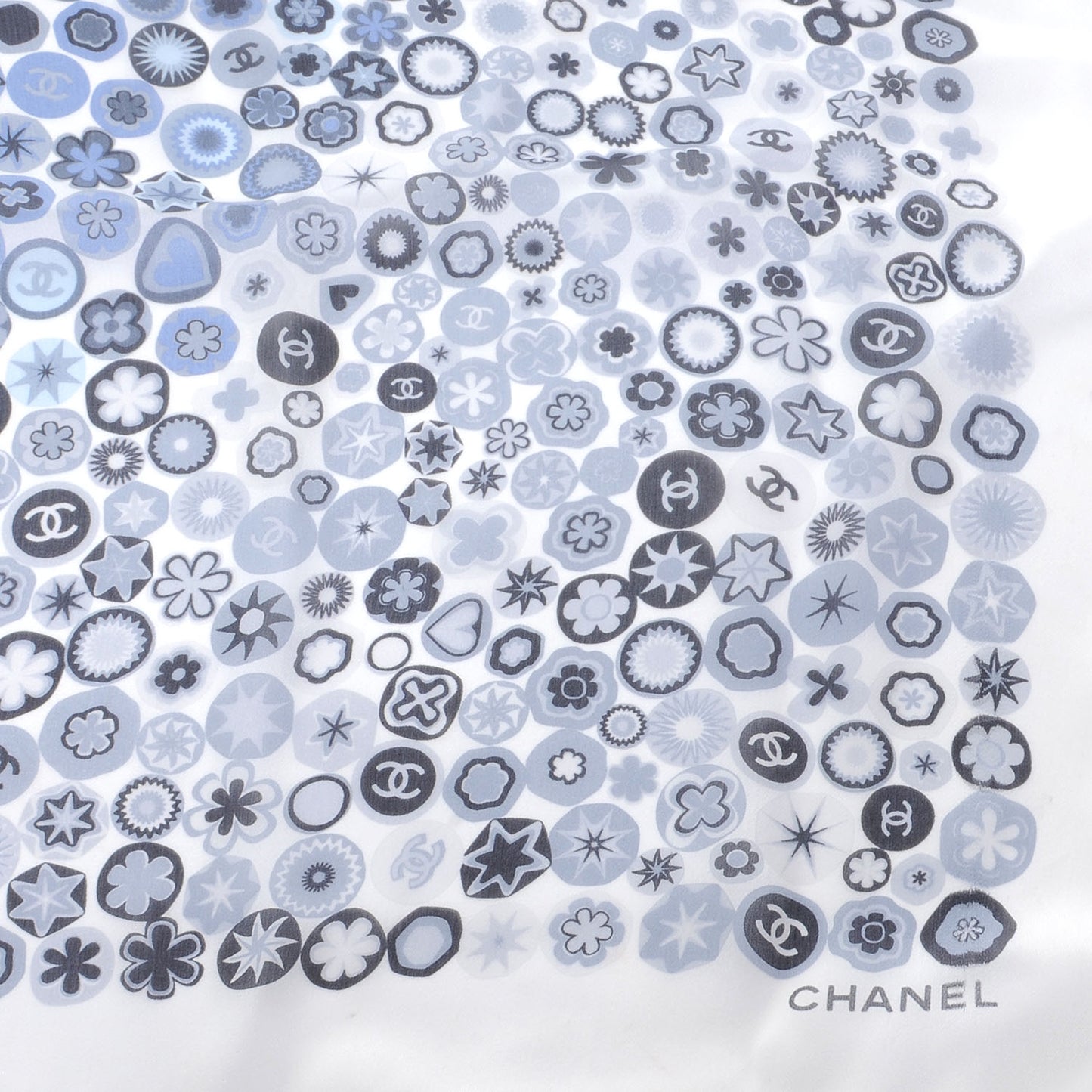 Silk CC Symbols Scarf Blue