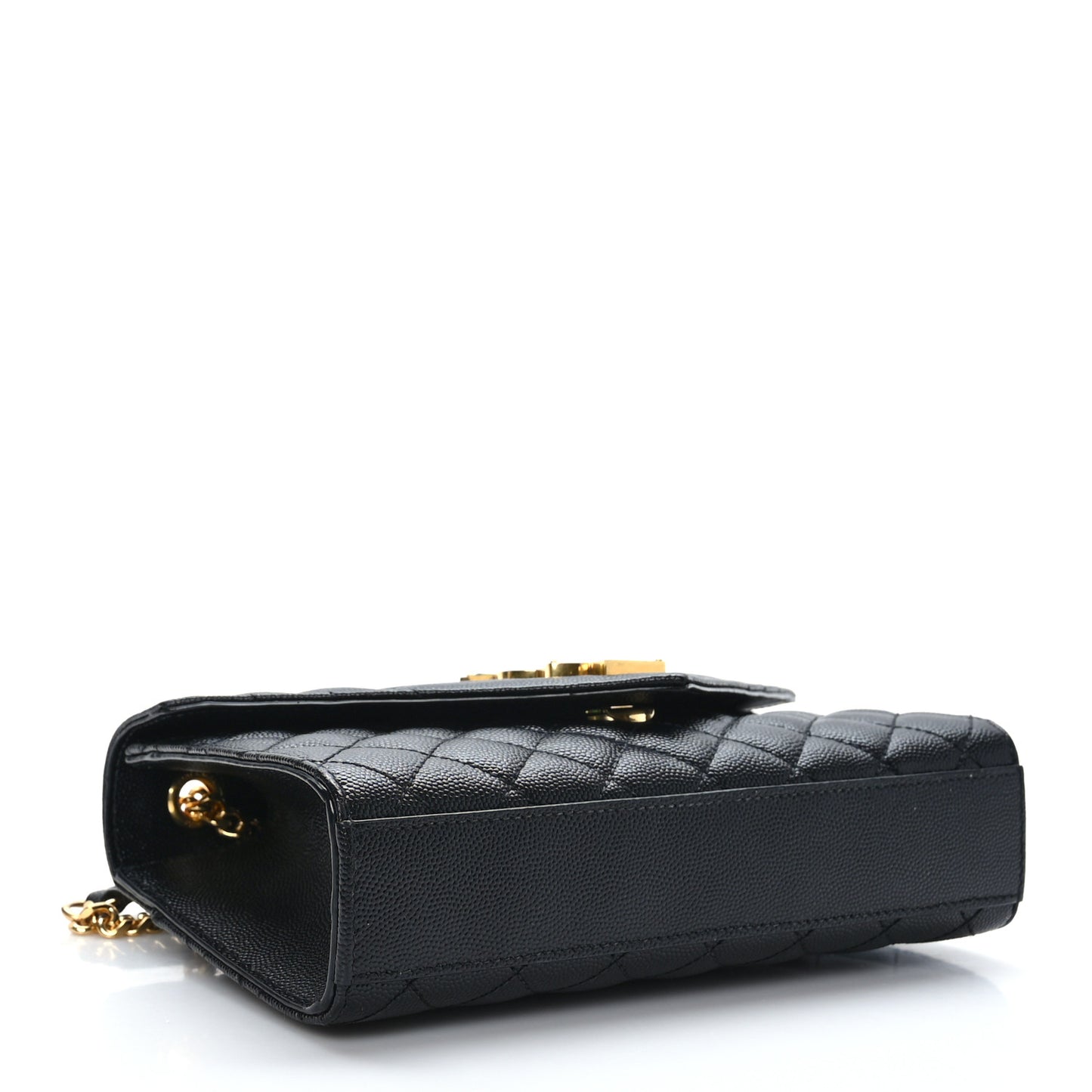 Grain De Poudre Textured Mixed Matelasse Triquilt Small Monogram Satchel Black