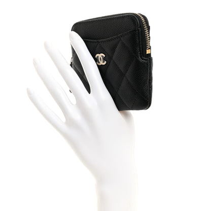 Chanel Caviar Quilted Zip Card Holder Wallet Black 2 of 8