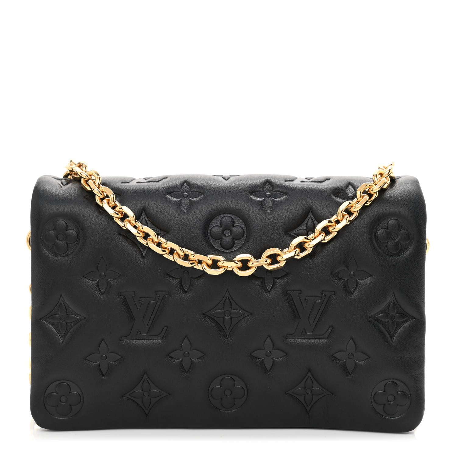 Louis Vuitton Lambskin Embossed Monogram Pochette Coussin Black 1 of 10