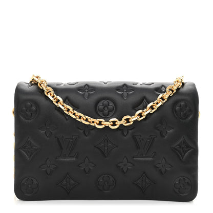 Louis Vuitton Lambskin Embossed Monogram Pochette Coussin Black 1 of 10