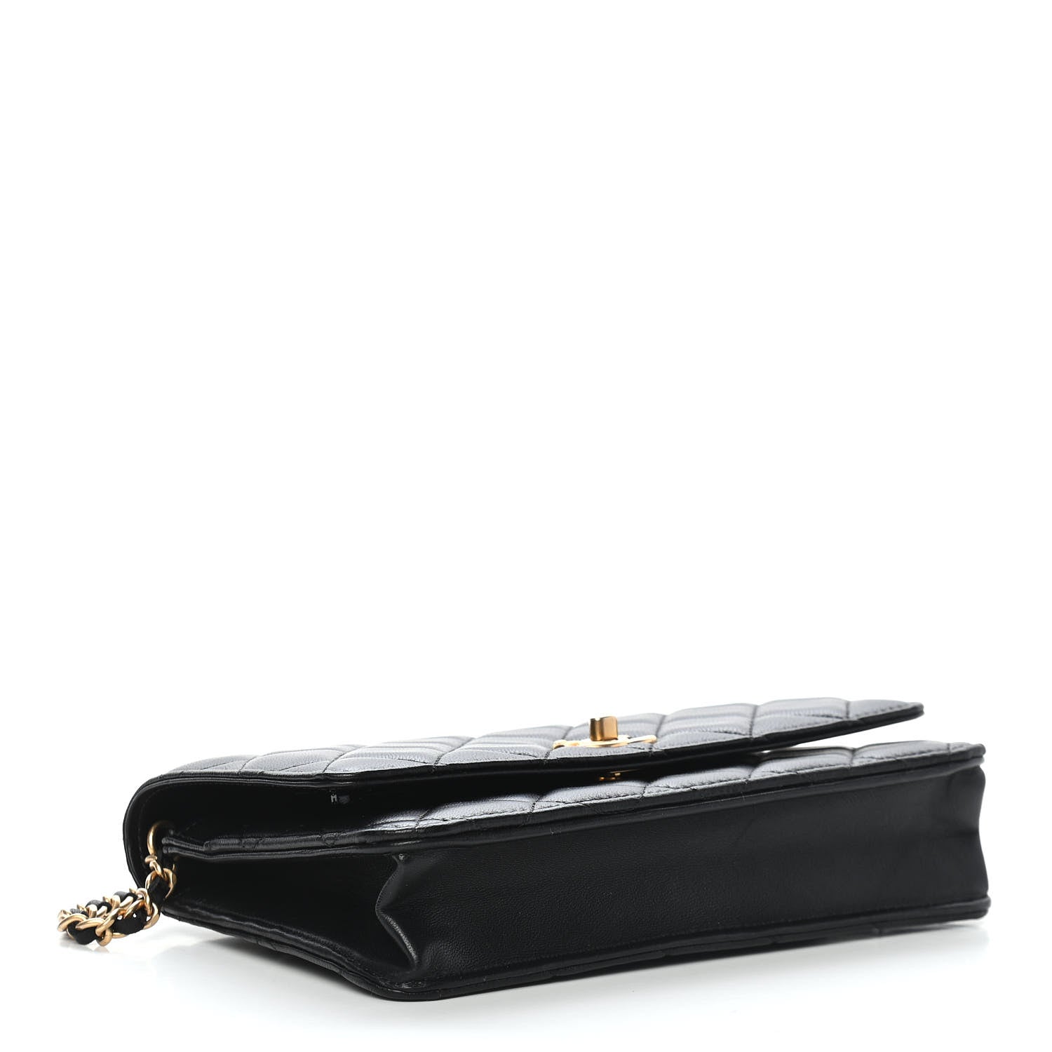 Chanel Lambskin Quilted CC Pearl Crush Wallet on Chain WOC Black 4 of 9
