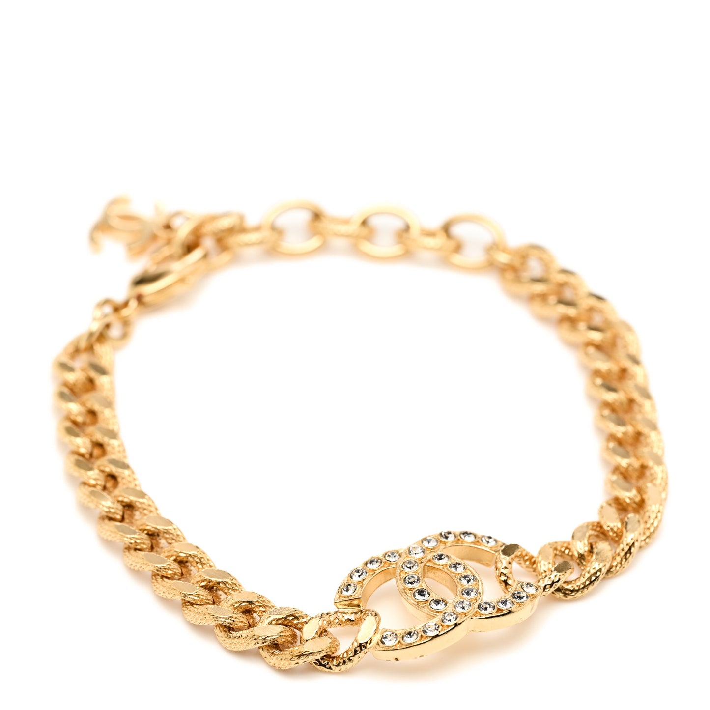 Crystal CC Chain Link Bracelet Gold