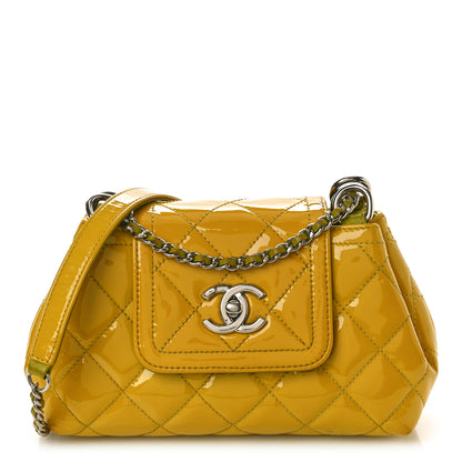 Chanel Patent Quilted Coco Shine Small Accordion Flap Yellow 1 of 10