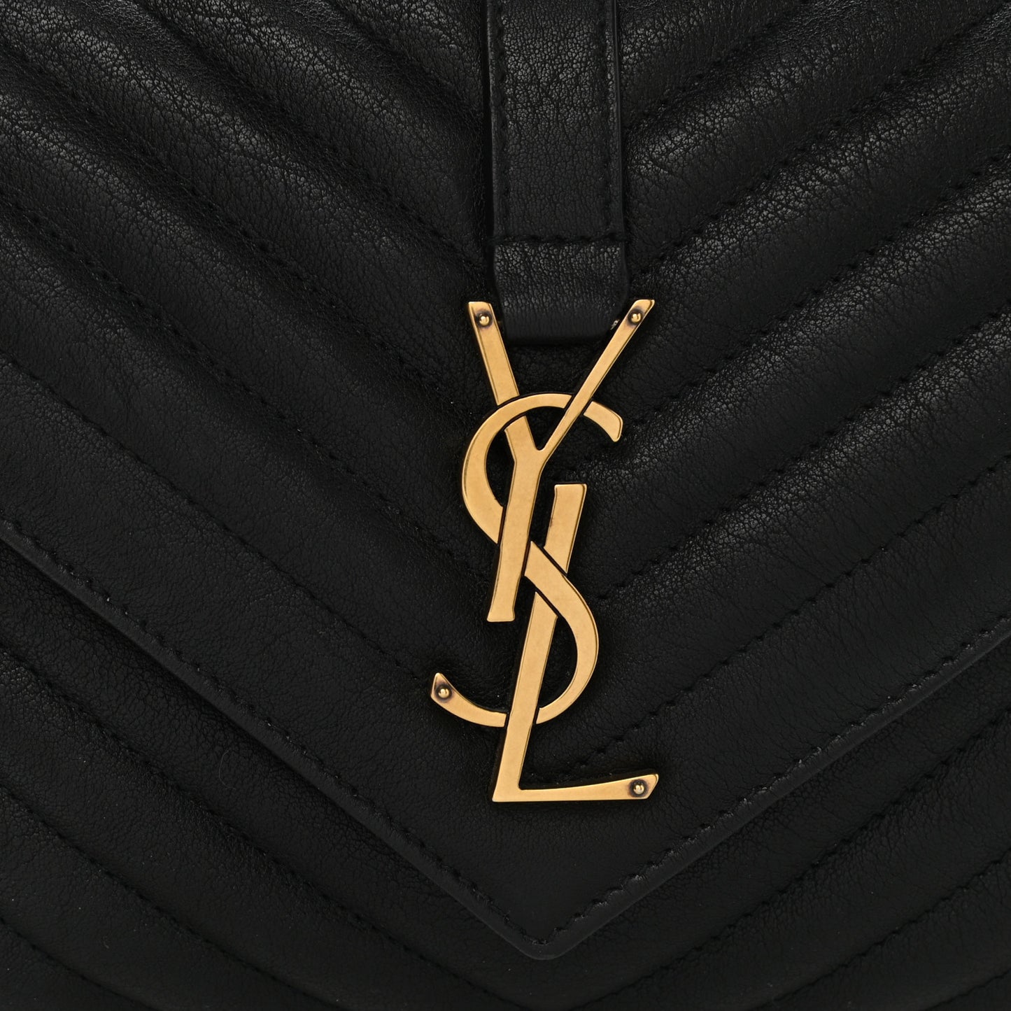 Sheepskin Matelasse Chevron Monogram Medium College Bag Black
