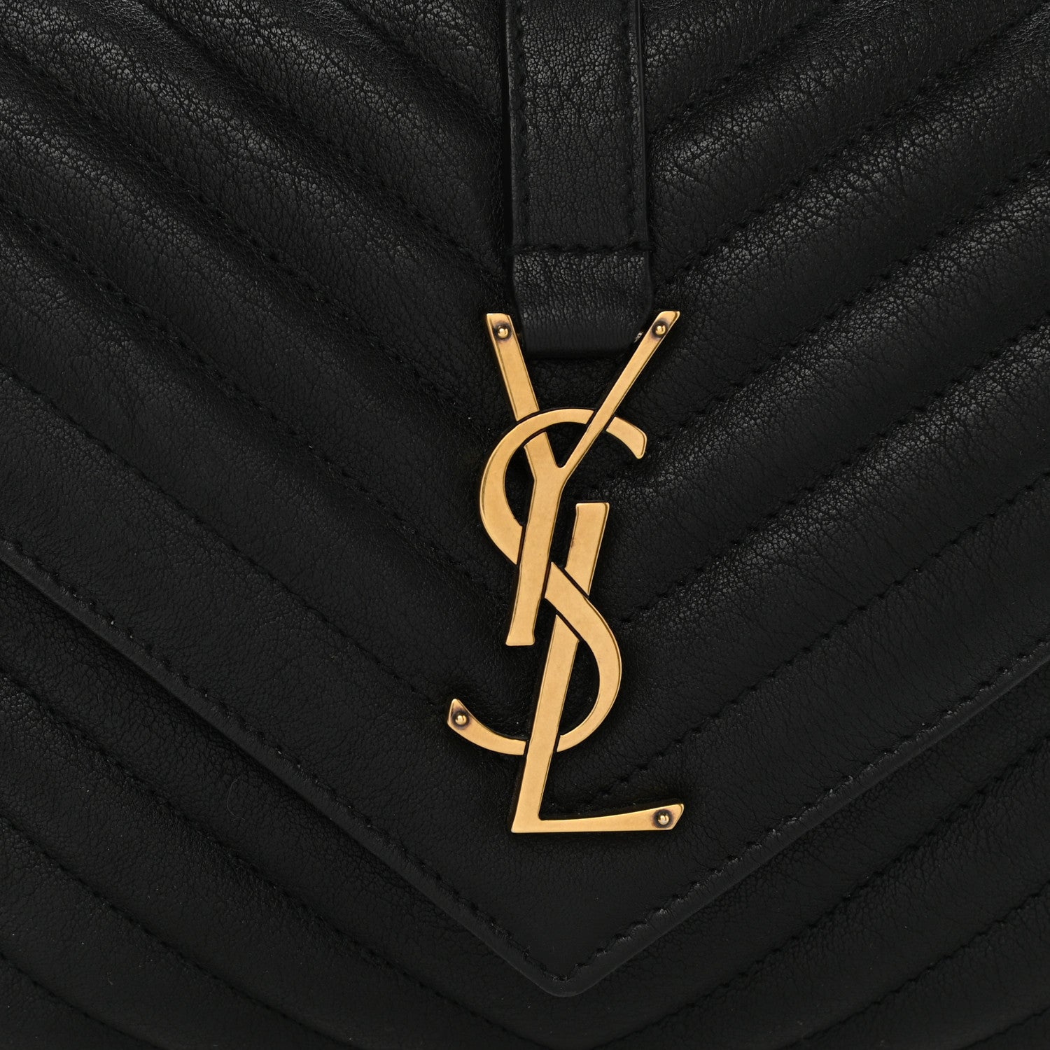 Saint Laurent Sheepskin Matelasse Chevron Monogram Medium College Bag Black 9 of 11