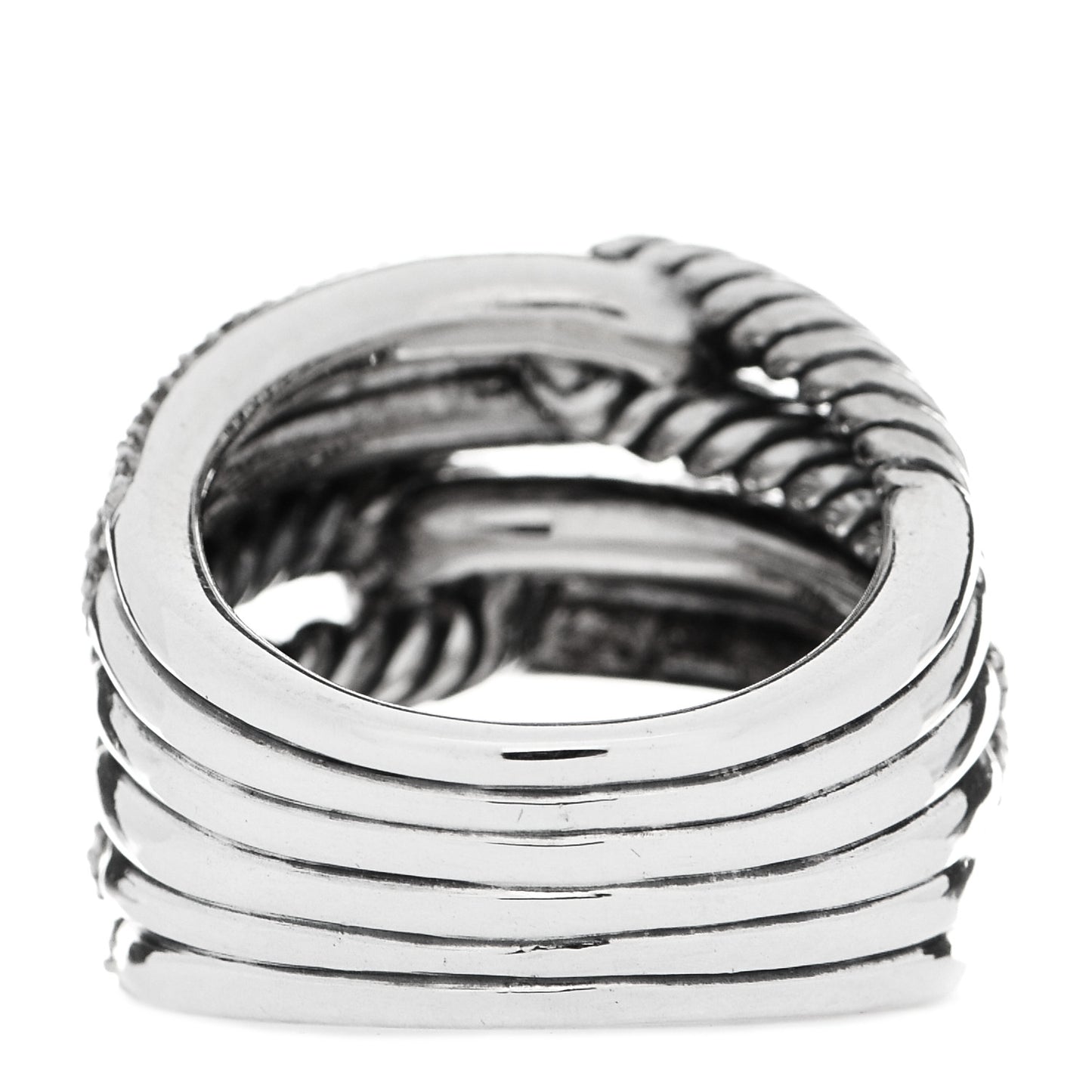 Sterling Silver Diamond 19mm Labyrinth Triple Loop Ring 52 6