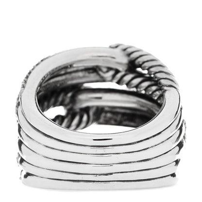 David Yurman Sterling Silver Diamond 19mm Labyrinth Triple Loop Ring 52 6 3 of 4