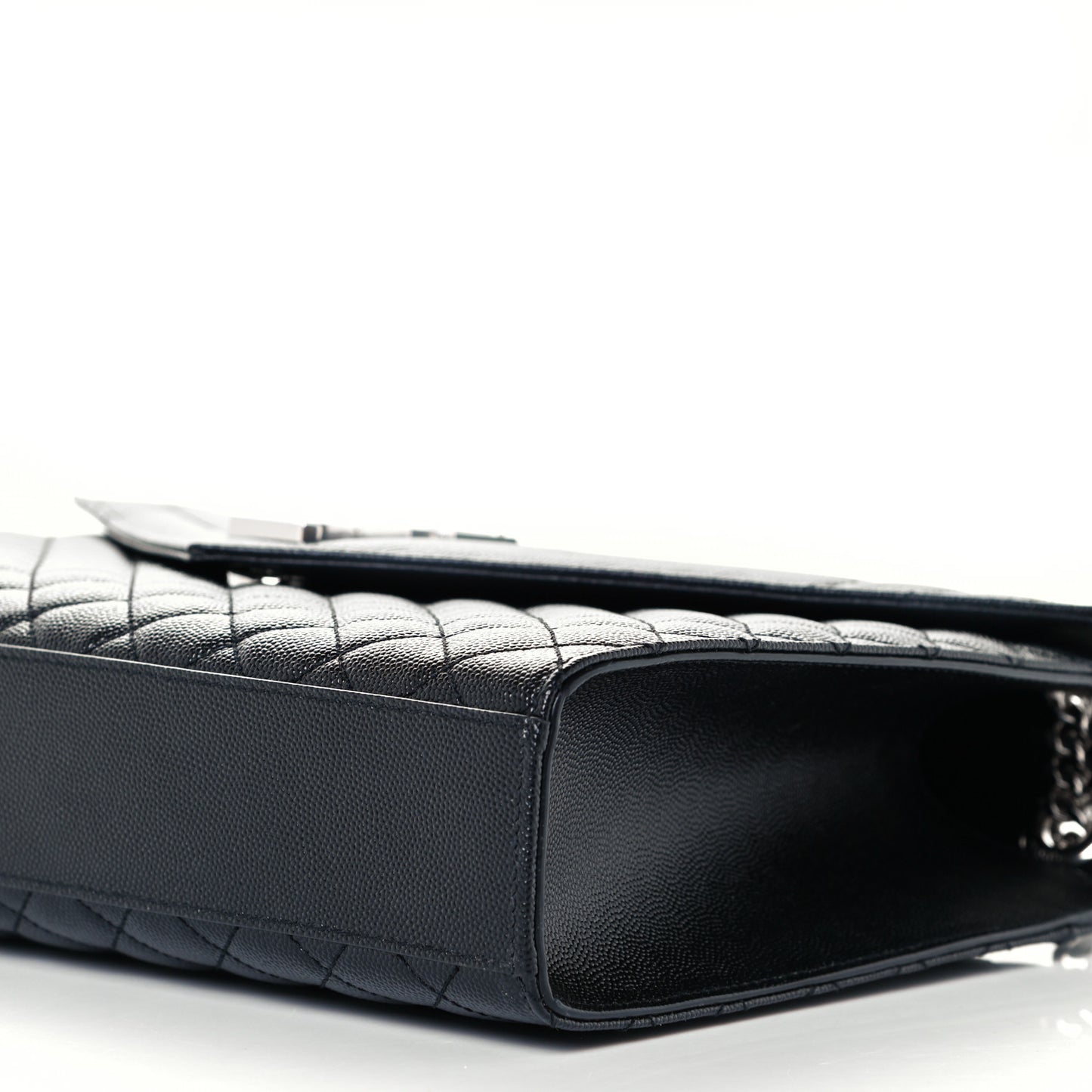 Grain De Poudre Textured Mixed Matelasse Large Triquilt Monogram Satchel Black