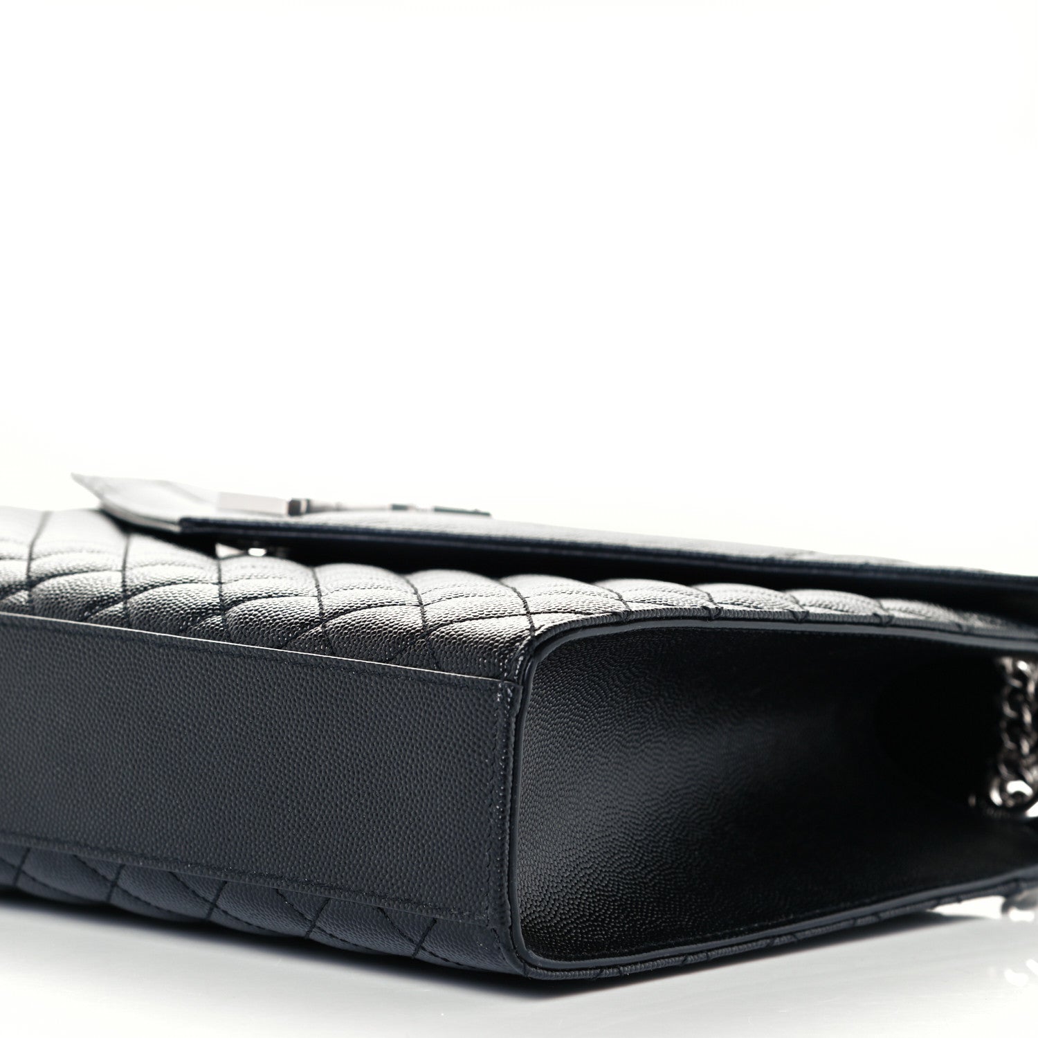 Saint Laurent Grain De Poudre Textured Mixed Matelasse Large Triquilt Monogram Satchel Black 10 of 11