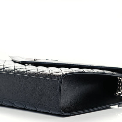 Saint Laurent Grain De Poudre Textured Mixed Matelasse Large Triquilt Monogram Satchel Black 10 of 11