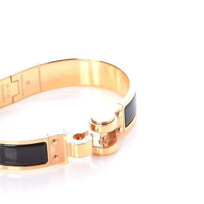 Hermes Enamel Charniere Uni Narrow Hinged Bracelet S Black 5 of 6