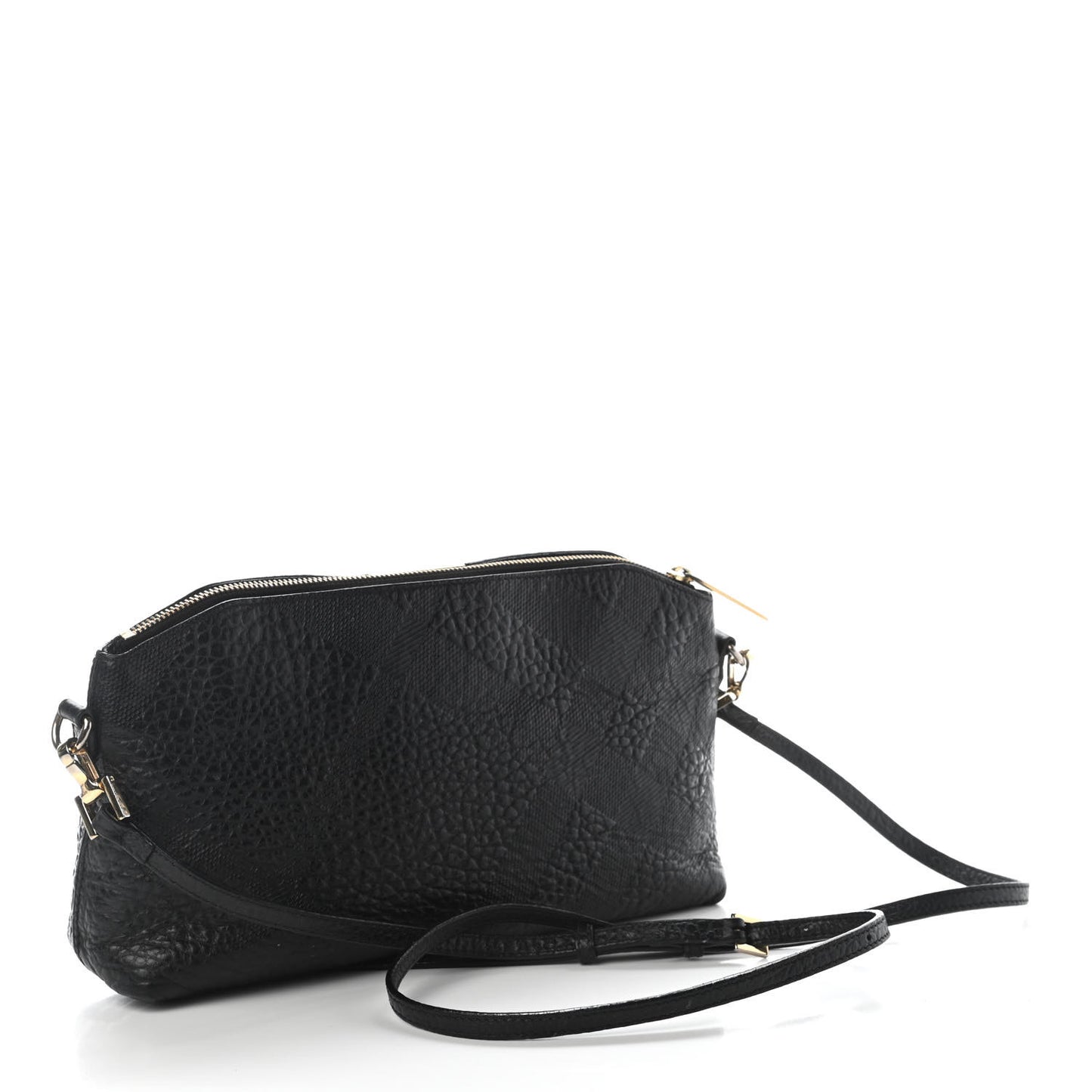 Signature Grain Calfskin Check Embossed Small Chichester Crossbody Clutch Bag Black