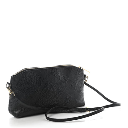 Burberry Signature Grain Calfskin Check Embossed Small Chichester Crossbody Clutch Bag Black 3 of 9