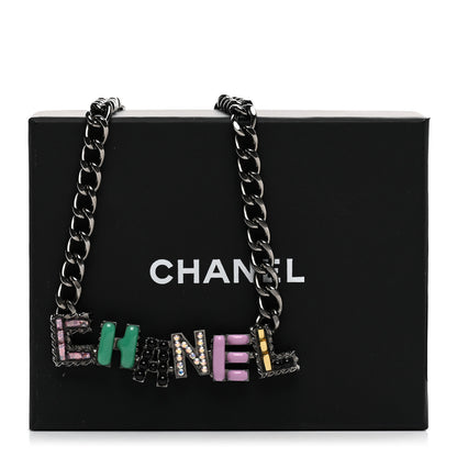 Chanel Crystal Enamel Pearl CC Logo Chain Choker Ruthenium Multicolor 6 of 6