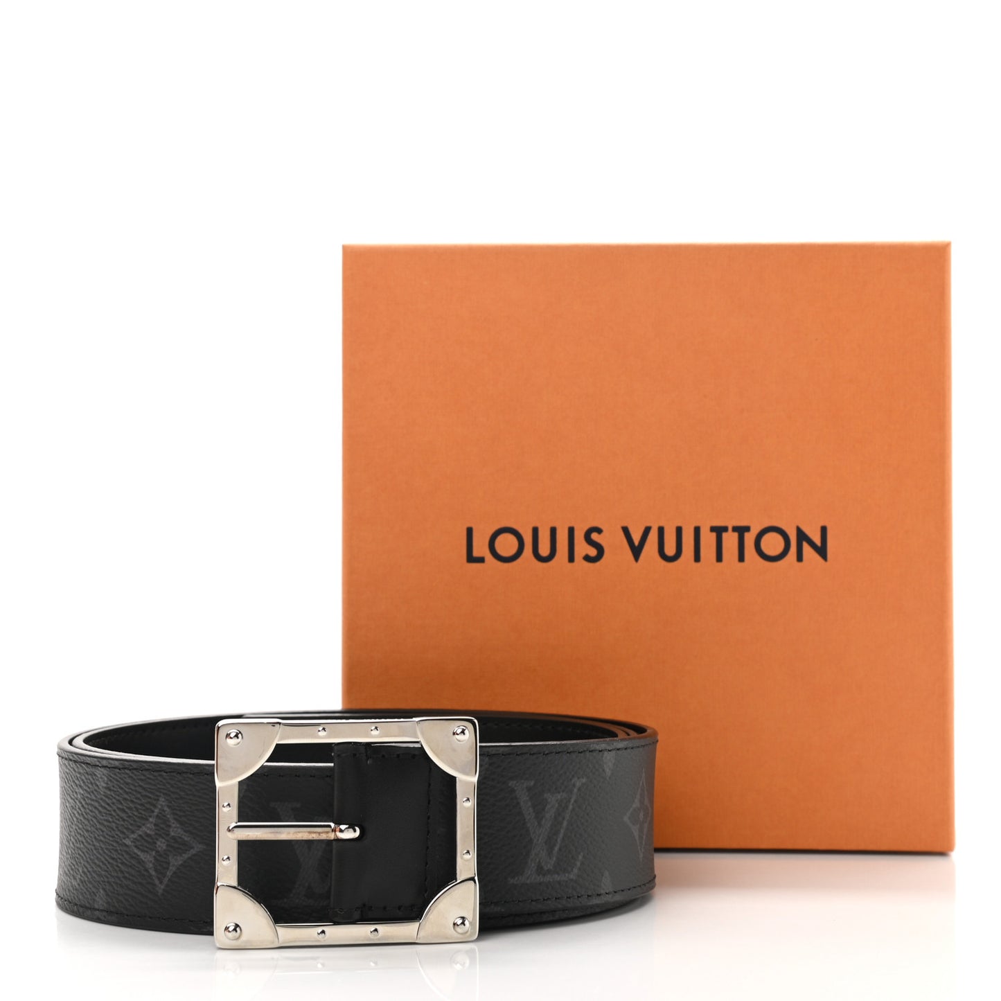 Calfskin Monogram Eclipse LV Trunk Reversible Belt 100 40
