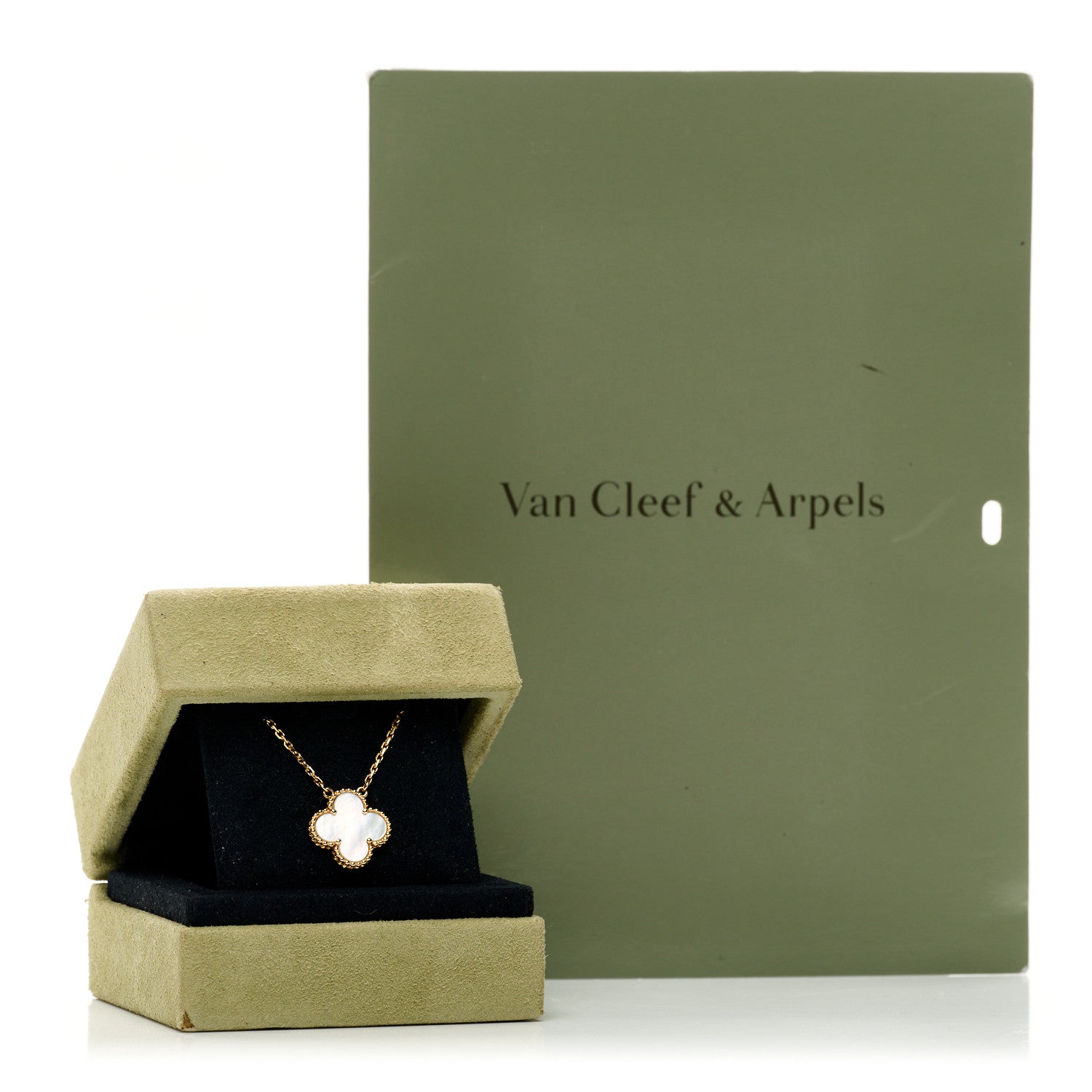 Van Cleef & Arpels 18K Yellow Gold Mother of Pearl Vintage Alhambra Pendant Necklace 5 of 5