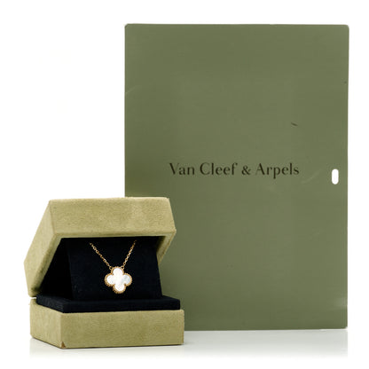 Van Cleef & Arpels 18K Yellow Gold Mother of Pearl Vintage Alhambra Pendant Necklace 5 of 5