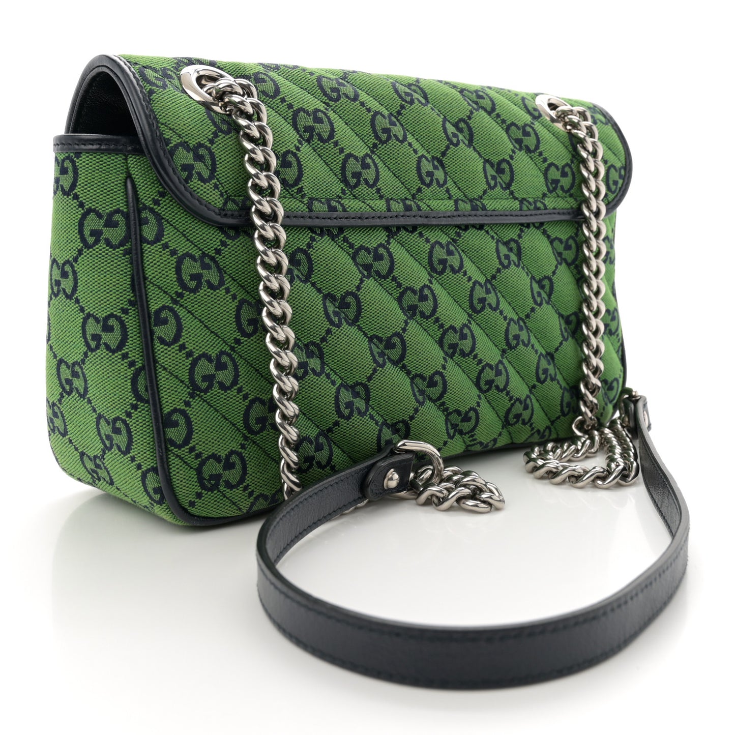 Monogram Multicolor Matelasse Diagonal Small GG Marmont Shoulder Bag Green Blue