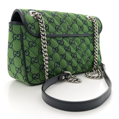 Gucci Monogram Multicolor Matelasse Diagonal Small GG Marmont Shoulder Bag Green Blue 3 of 10
