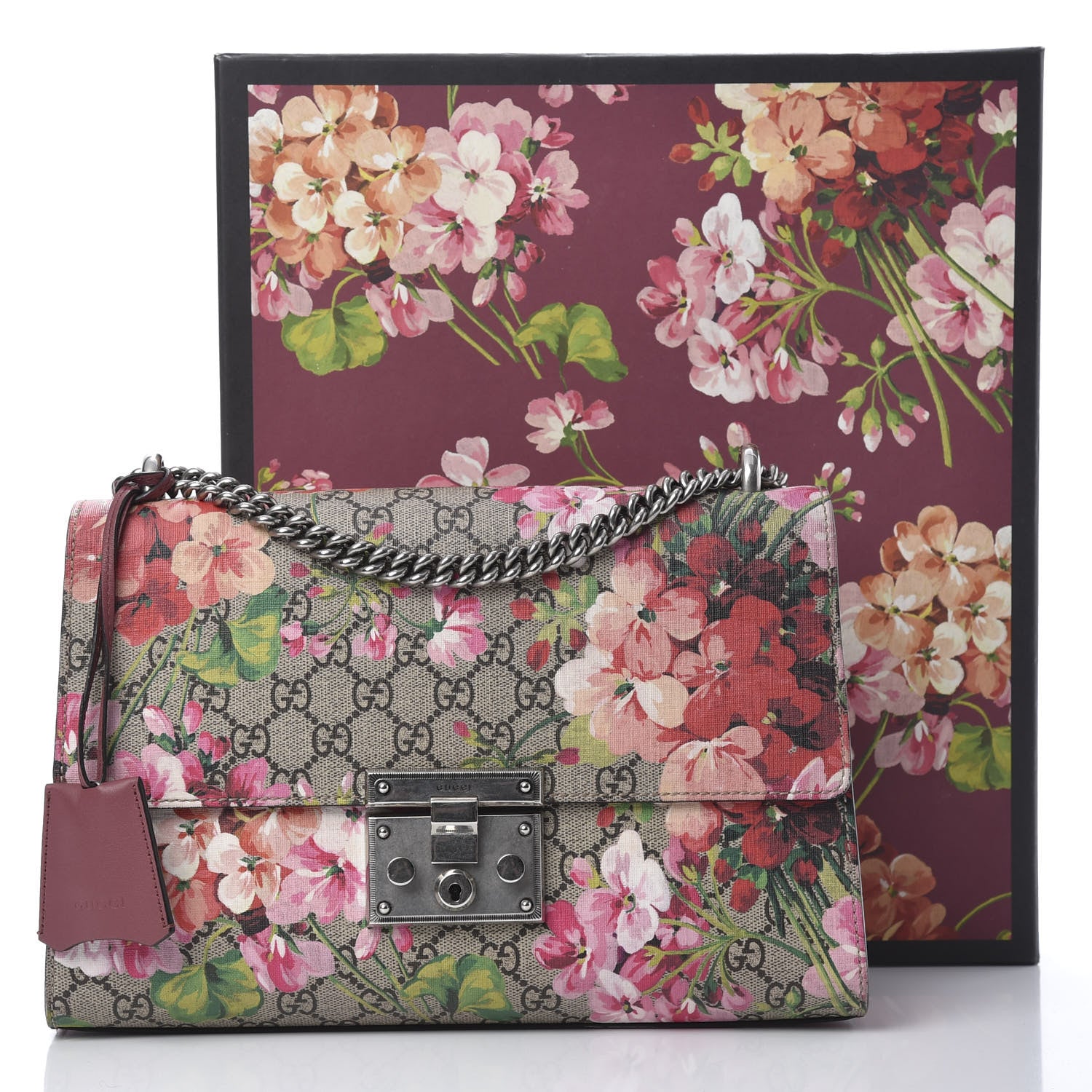 Gucci GG Supreme Monogram Blooms Medium Padlock Shoulder Bag Beige Multicolor Dry Rose 13 of 13