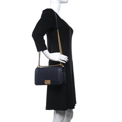 Chanel Caviar Quilted Medium Boy Flap Navy 2 of 11