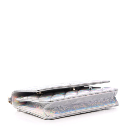 Chanel Iridescent Goatskin Quilted Wallet On Chain WOC Silver 4 of 12