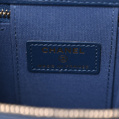 Chanel Lambskin Quilted Top Handle Mini Vanity Case With Chain Blue 7 of 10