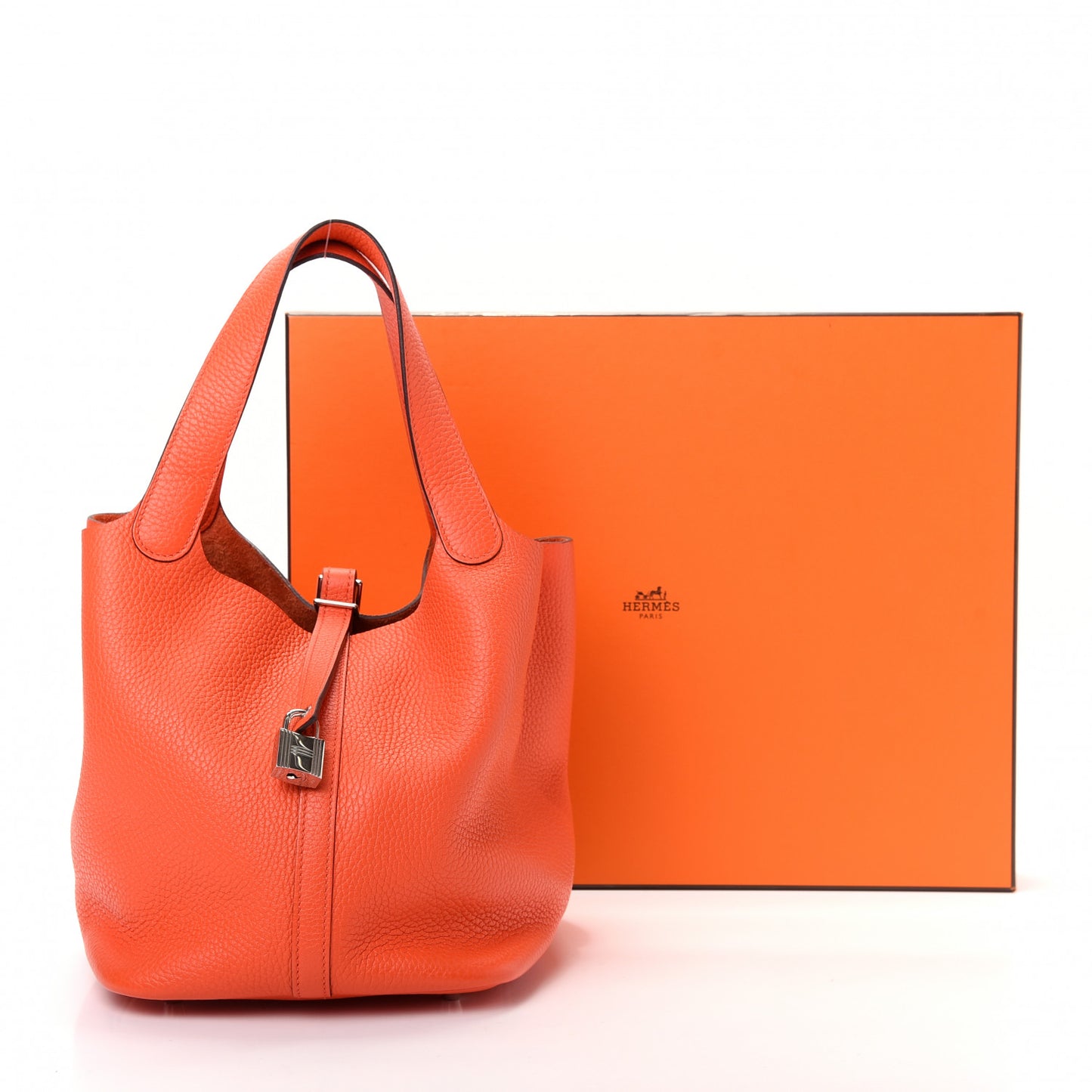Taurillon Clemence Picotin Lock 22 MM Orange Poppy