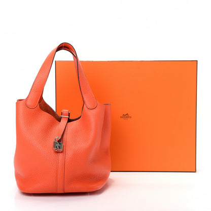 Hermes Taurillon Clemence Picotin Lock 22 MM Orange Poppy 10 of 10