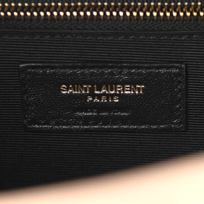 Saint Laurent Grain De Poudre Mixed Matelasse Large Triquilt Monogram Satchel Dark Beige 7 of 7