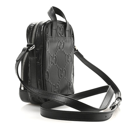 Gucci Calfskin GG Tennis Embossed Mini Double Zip Messenger Bag Black 3 of 12