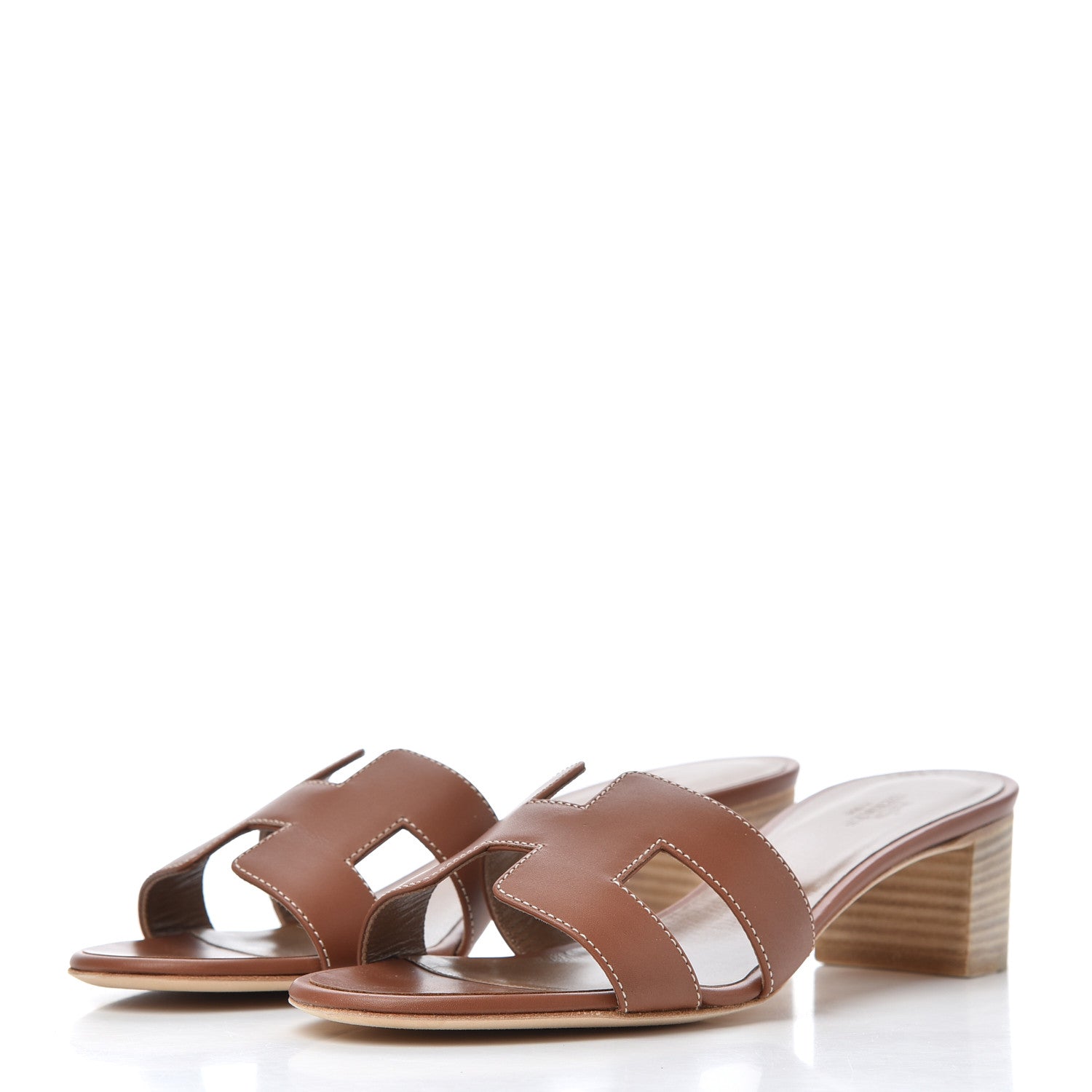 Hermes Calfskin Oasis Sandals 37.5 Gold 3 of 14