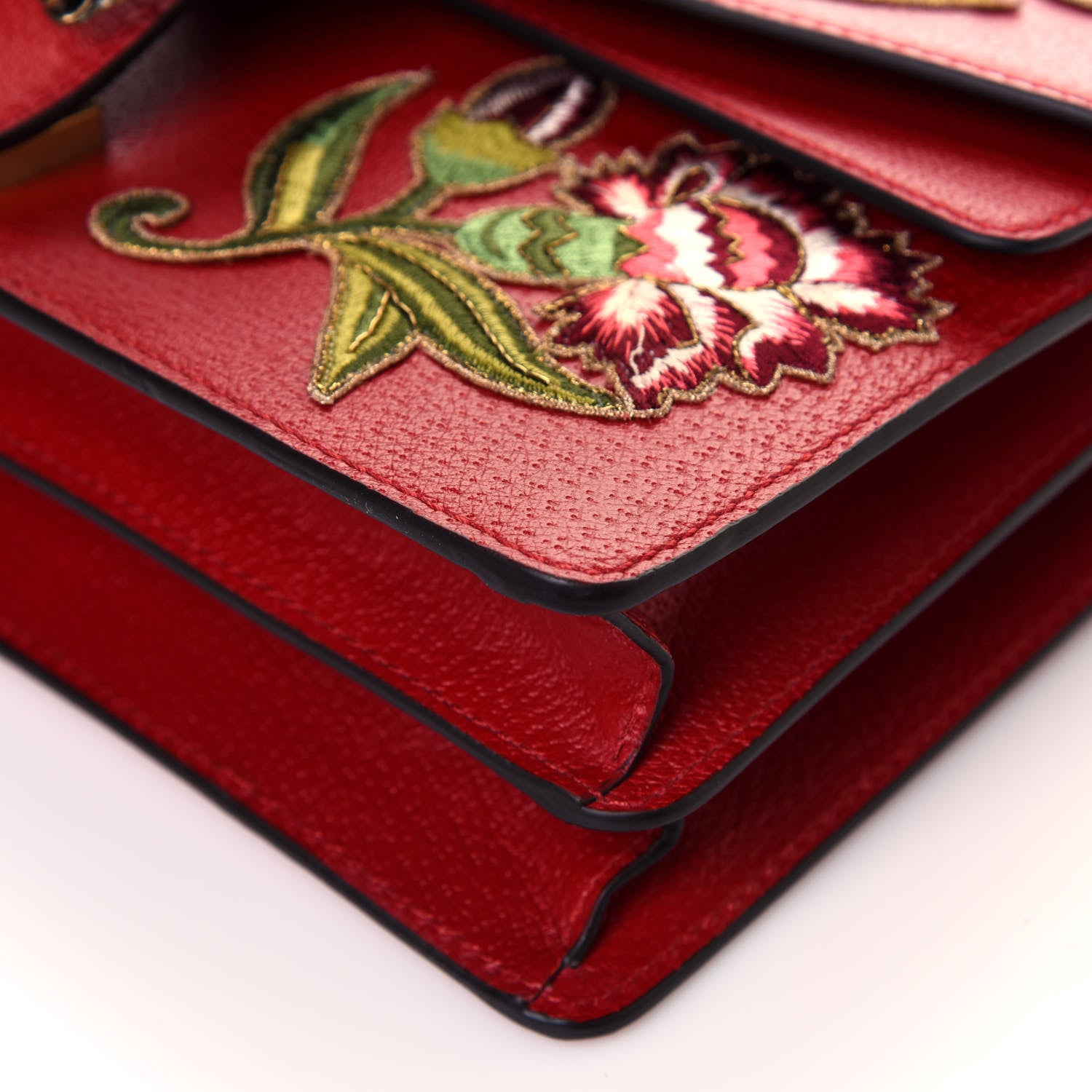 Gucci Calfskin Web Floral Embroidered Small Dionysus Shoulder Bag Hibiscus Red 10 of 12