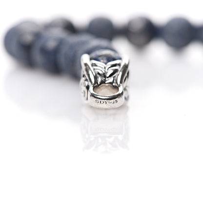 David Yurman Sterling Silver Lapis Lazuli 8mm Spiritual Beads Bracelet 4 of 5