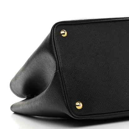 Prada Saffiano Cuir Small Double Bag Black Fuoco 9 of 10