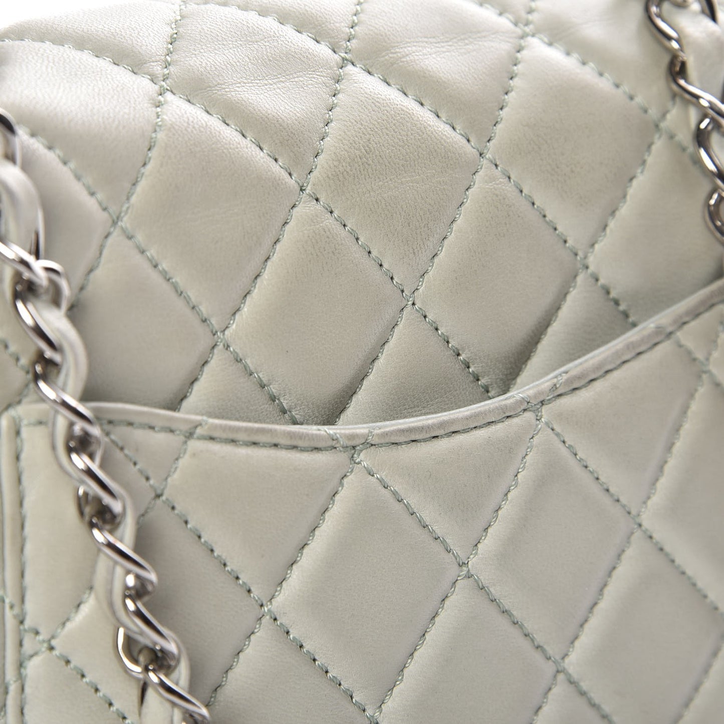 Lambskin Quilted Mini Square Flap Light Green